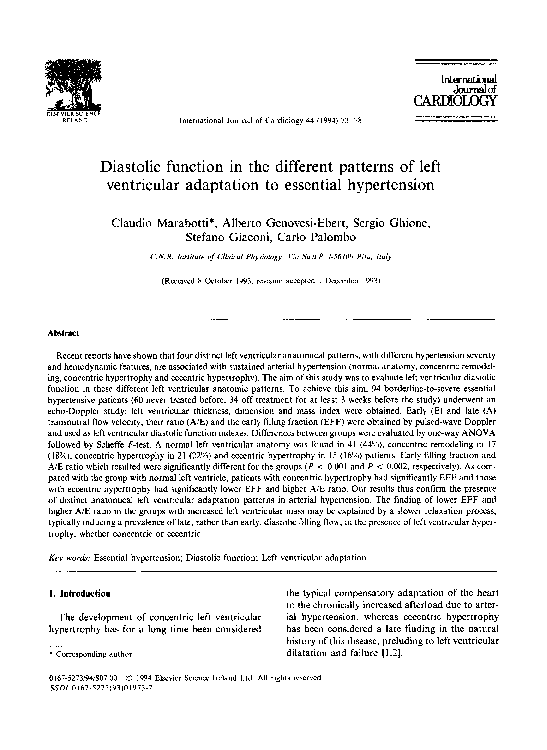 (PDF) Diastolic function in the different patterns of left ventricular ...