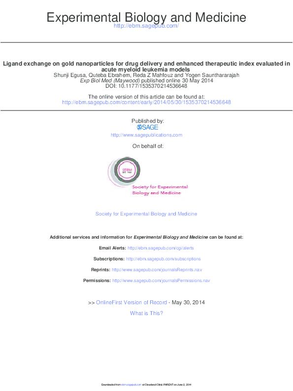 (PDF) Ligand exchange on gold nanoparticles for drug delivery and ...