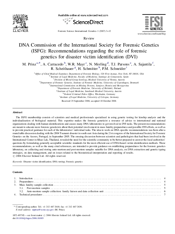 (PDF) DNA Commission of the International Society for Forensic Genetics ...
