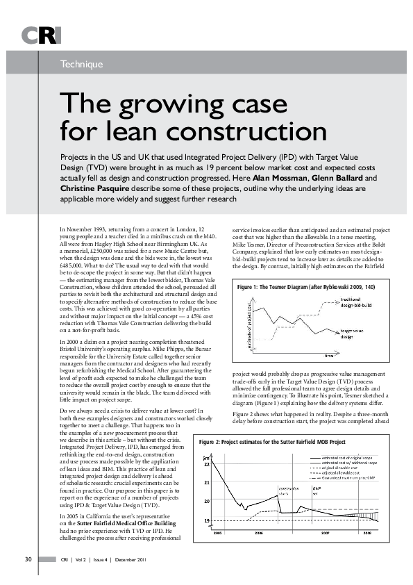 (PDF) The growing case for lean construction