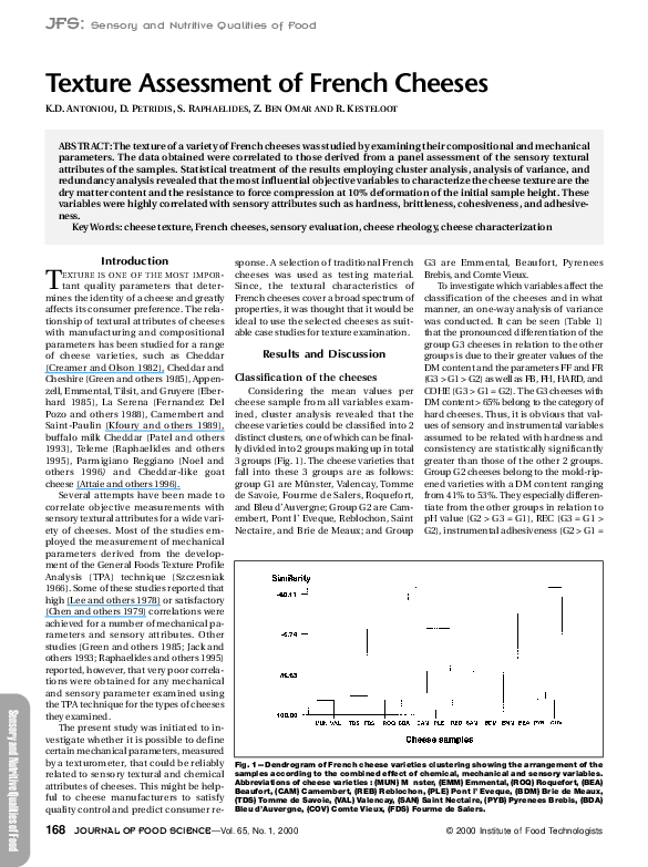 (PDF) Texture Assessment of French Cheeses