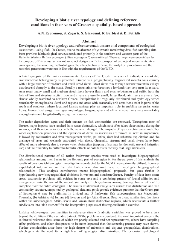 (PDF) Developing a biotic river typology and defining reference ...