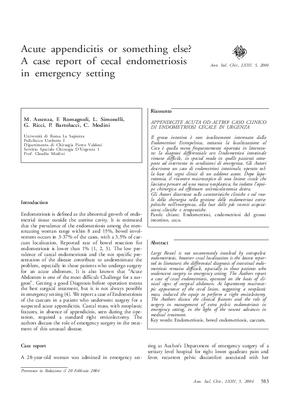 (PDF) Acute appendicitis or something else? A case report of cecal
