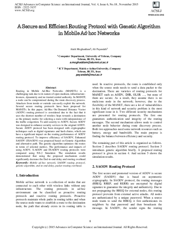 (PDF) A Secure and Efficient Routing Protocol with Genetic Algorithm in ...