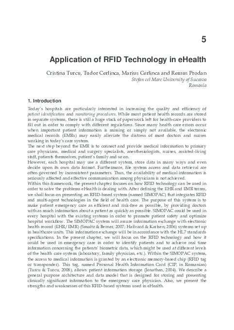 (PDF) Application of RFID Technology in eHealth