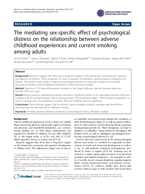 (PDF) The mediating sex-specific effect of psychological distress on ...