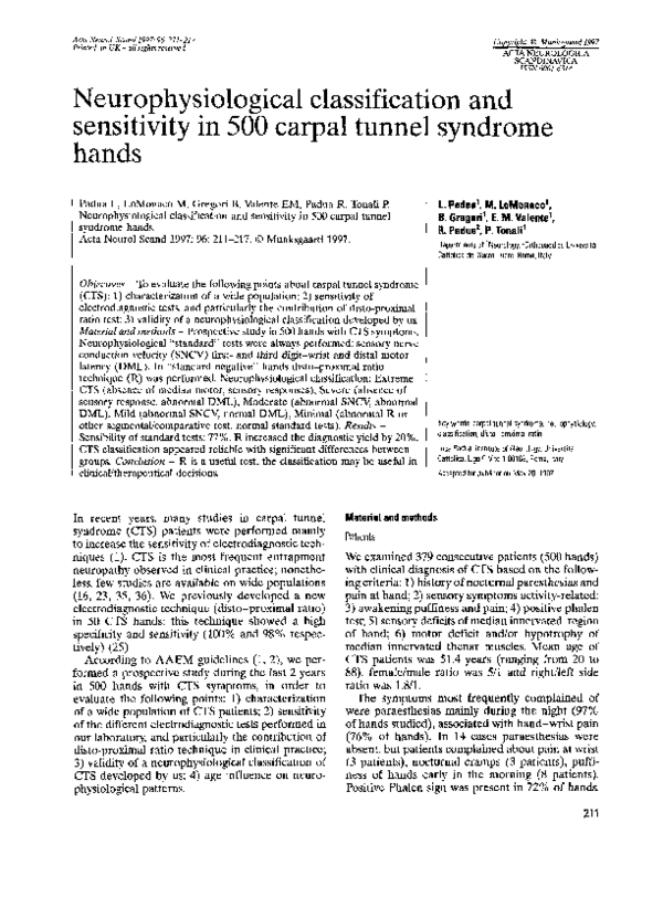 (PDF) Neurophysiological classification and sensitivity in 500 carpal ...