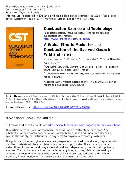 (PDF) A Global Kinetic Model for the Combustion of the Evolved Gases in ...