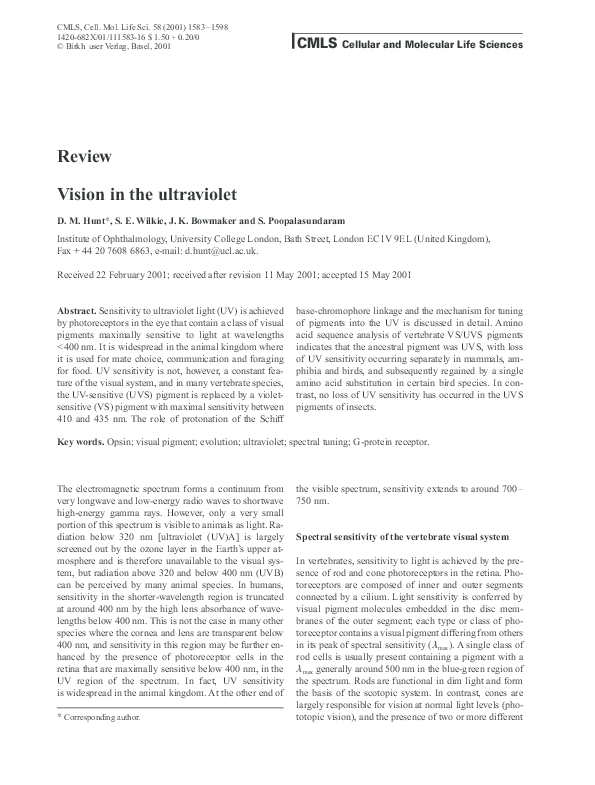 (PDF) Vision in the ultraviolet