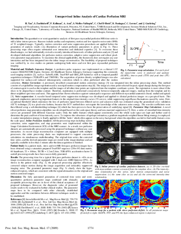 (PDF) Unsupervised Inline Analysis of Cardiac Perfusion MRI