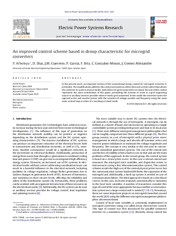 (PDF) An improved control scheme based in droop characteristic for ...