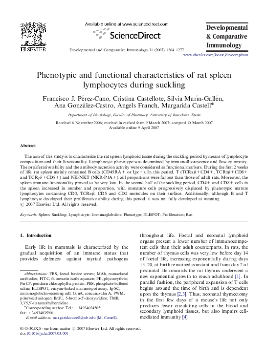 (PDF) Phenotypic and functional characteristics of rat spleen ...