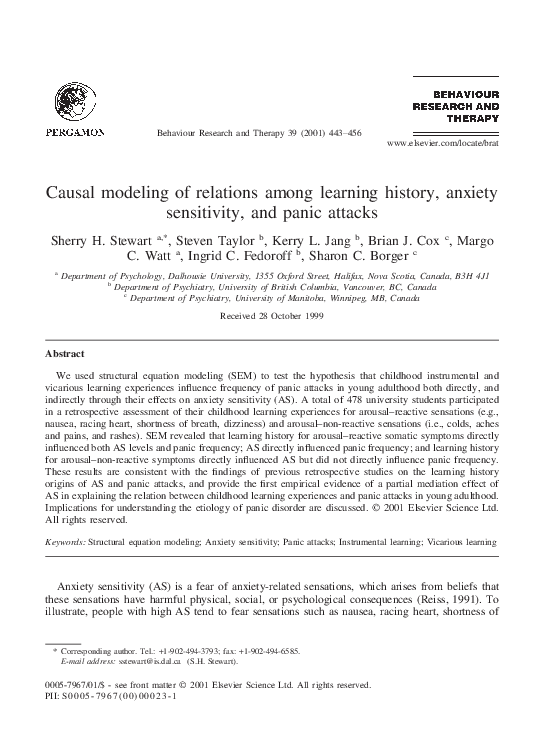 (PDF) Causal modeling of relations among learning history, anxiety