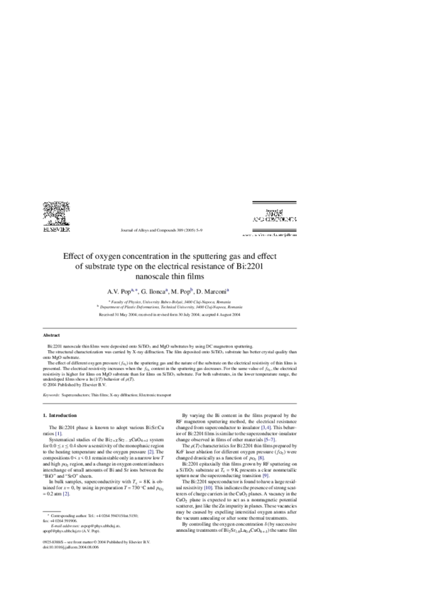 (PDF) Effect of oxygen concentration in the sputtering gas and effect ...