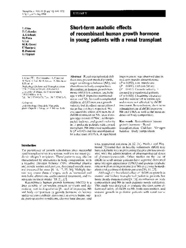 (PDF) Short-term anabolic effects of recombinant human growth hormone ...