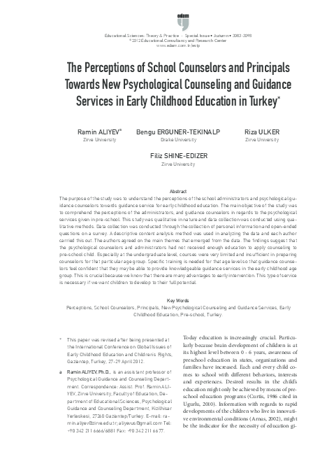 (PDF) The Perceptions of School Counselors and Principals