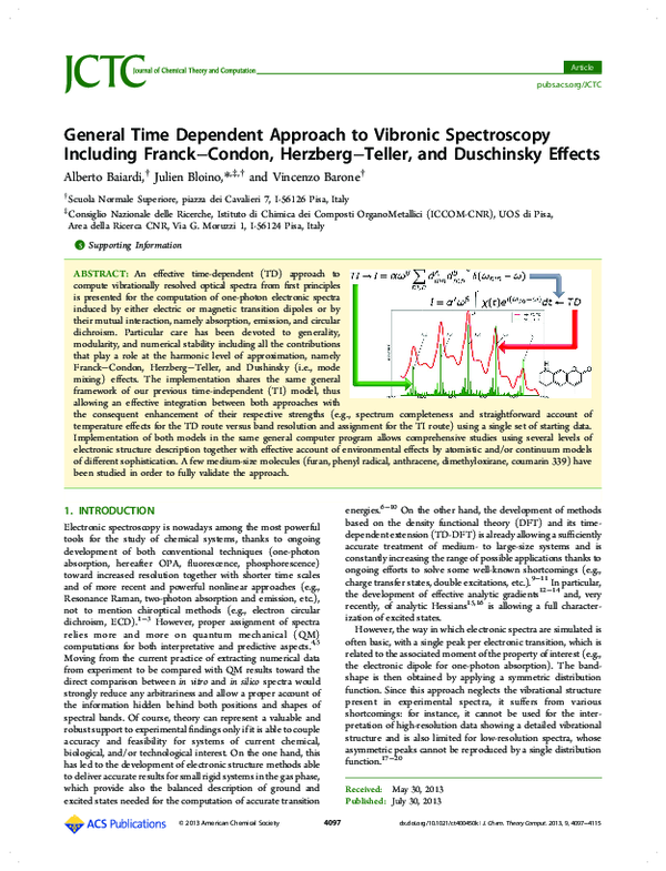 (PDF) General Time Dependent Approach to Vibronic Spectroscopy ...