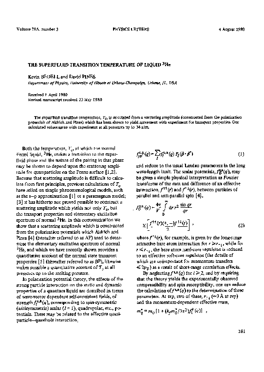 (PDF) The superfluid transition temperature of liquid 3He