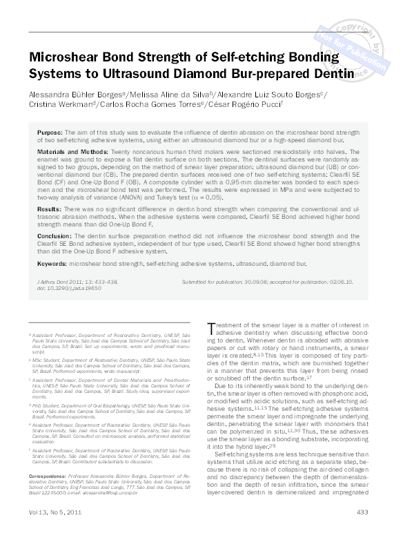 (PDF) Microshear bond strength of selfetching bonding systems to