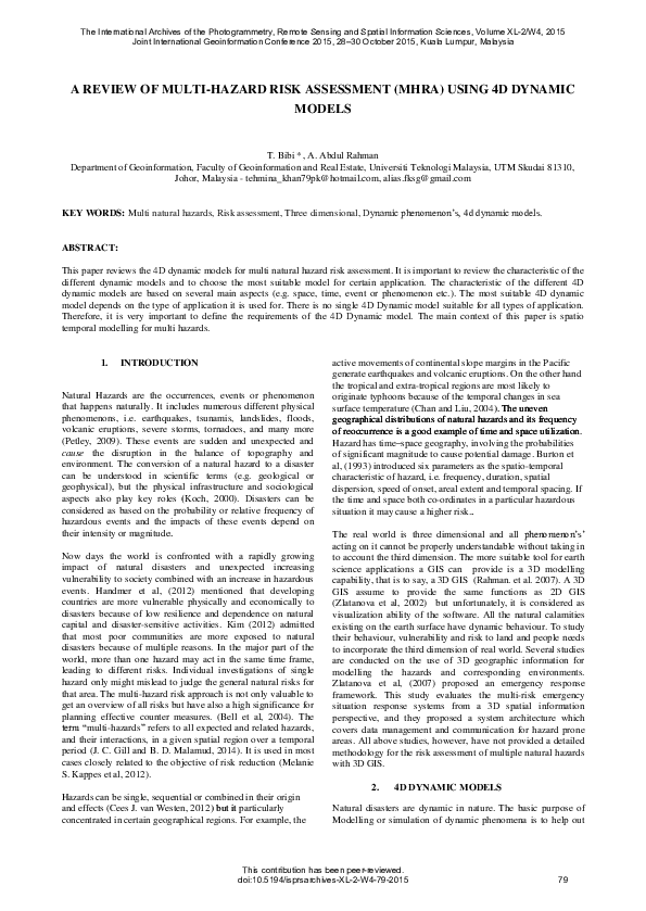 (PDF) A REVIEW OF MULTI-HAZARD RISK ASSESSMENT (MHRA) USING 4D DYNAMIC ...