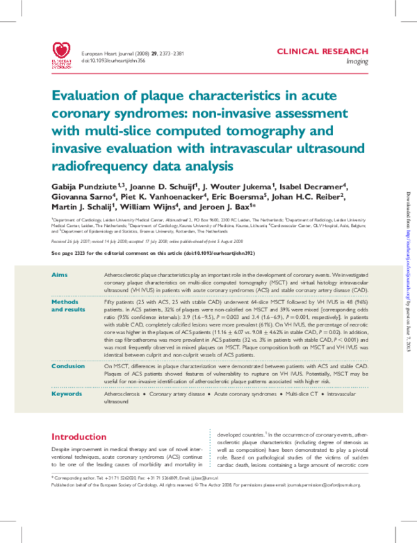 (PDF) Evaluation of plaque characteristics in acute coronary syndromes ...