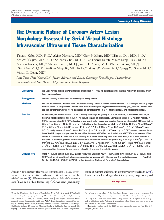 (PDF) The Dynamic Nature of Coronary Artery Lesion Morphology Assessed ...