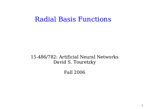 (PDF) radial basis function neural network
