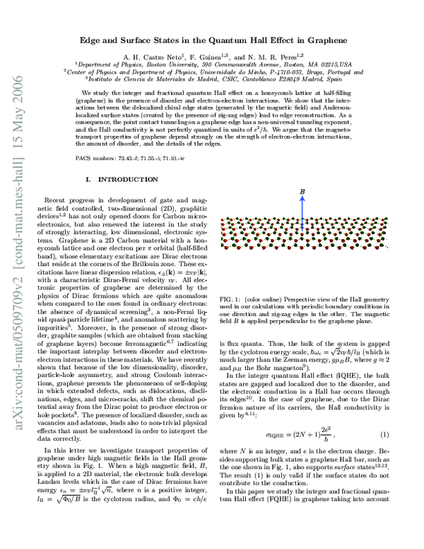 (PDF) Edge and surface states in the quantum Hall effect in graphene