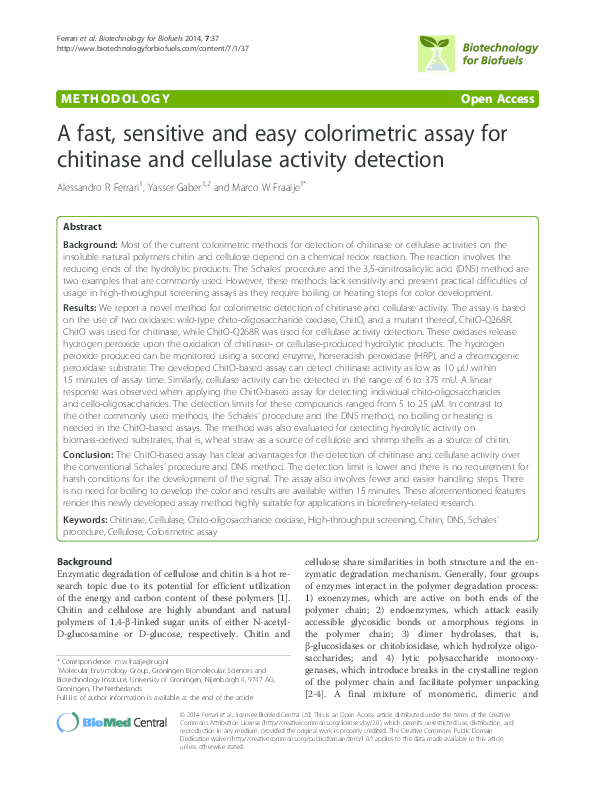 (PDF) A fast, sensitive and easy colorimetric assay for chitinase and ...