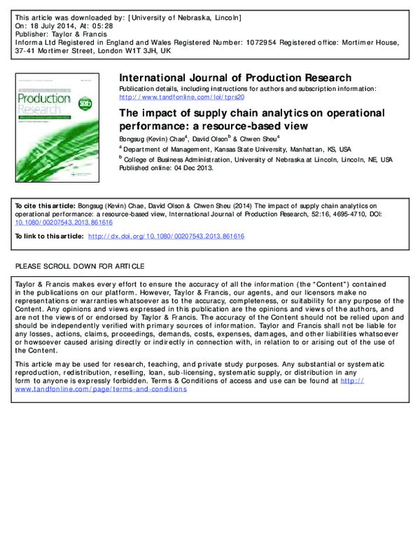 (PDF) The impact of supply chain analytics on operational performance ...