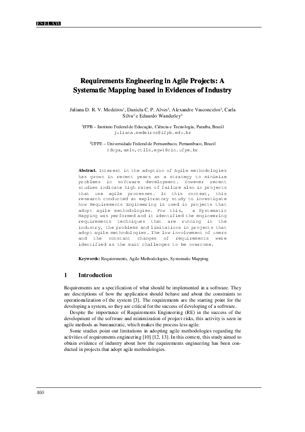 (PDF) Requirements Engineering in Agile Projects: A Systematic Mapping ...