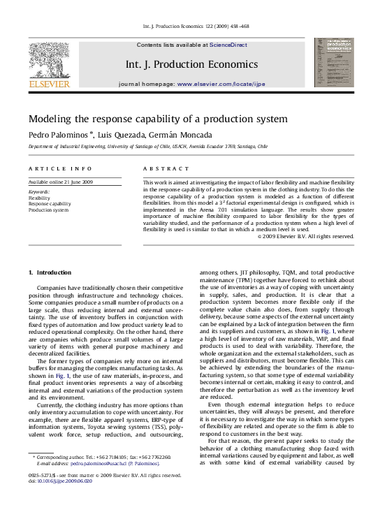 (PDF) Modeling the response capability of a production system