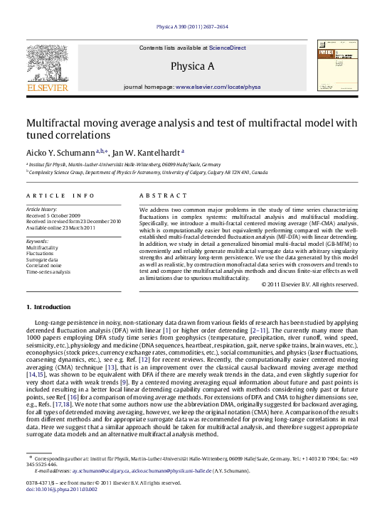 (PDF) Multifractal moving average analysis and test of multifractal ...