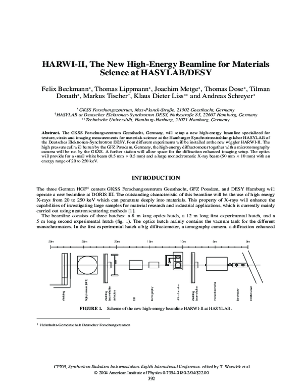 (PDF) HARWI-II, the new high-energy beamline for materials science at ...