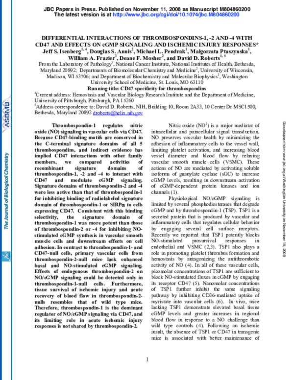 (PDF) Differential Interactions of Thrombospondin-1, -2, and -4 with ...
