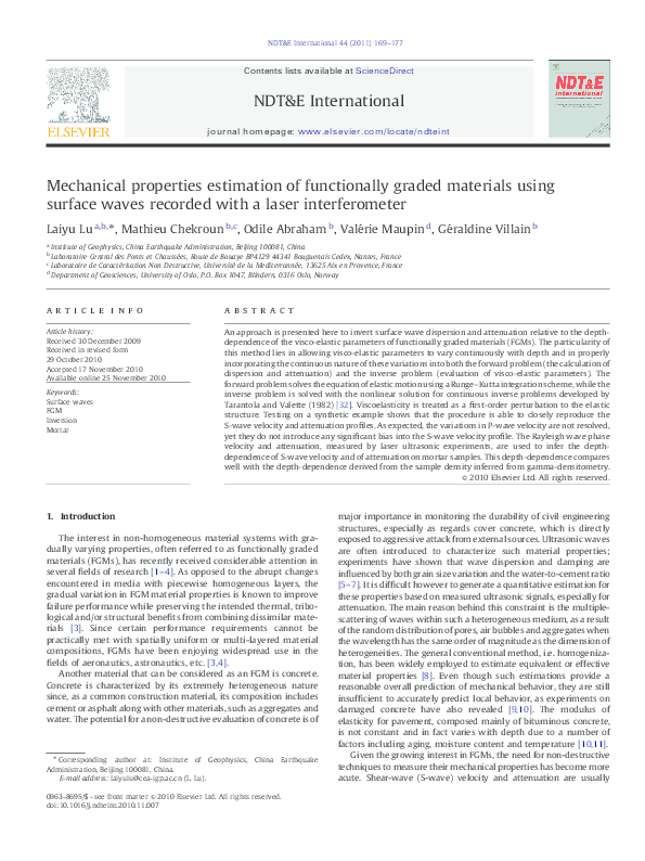 (PDF) Mechanical properties estimation of functionally graded materials ...