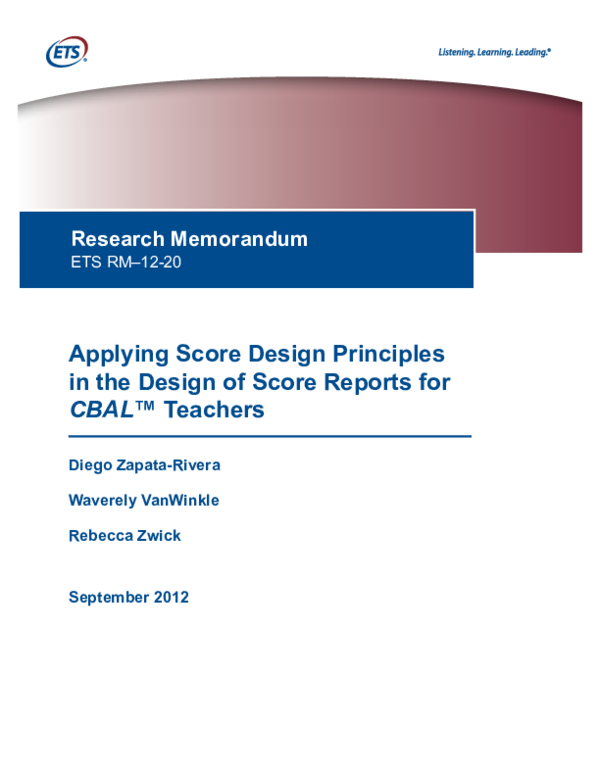 (PDF) Applying Score Design Principles in the Design of Score Reports ...