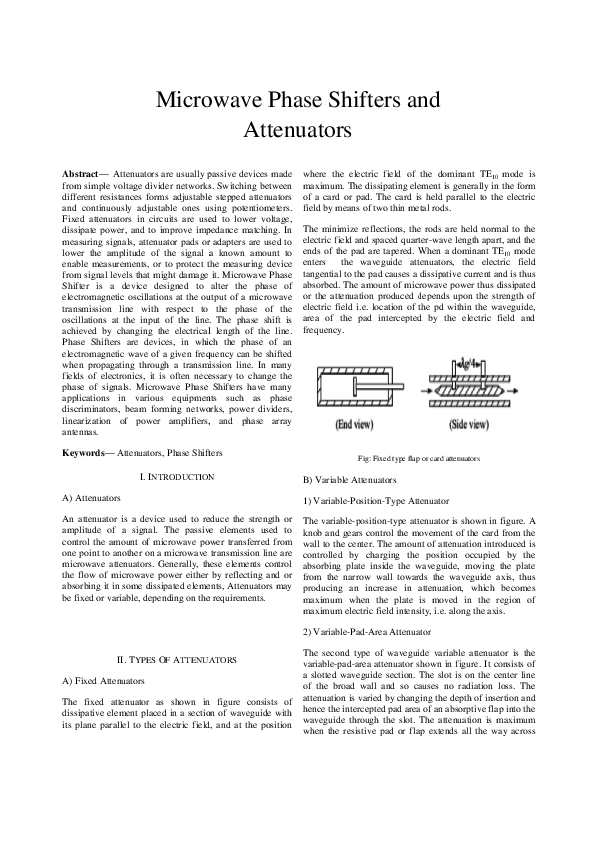 (PDF) Microwave Phase Shifters And Attenuators Abhishek Garg