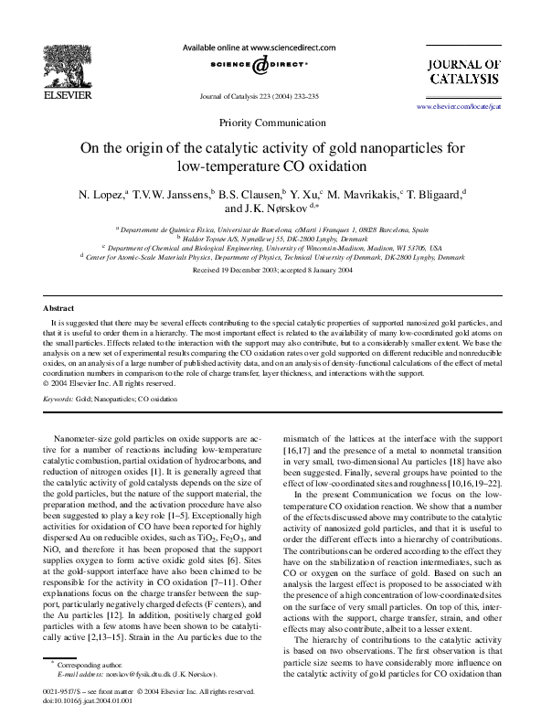 (PDF) On the origin of the catalytic activity of gold nanoparticles for ...