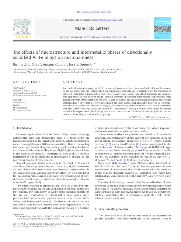 (PDF) The effects of microstructure and intermetallic phases of ...
