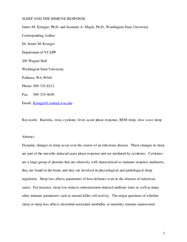 (PDF) Sleep and the Immune Response