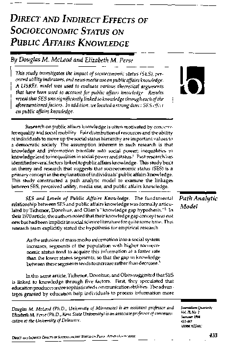 (PDF) Direct and Indirect Effects of Socioeconomic Status on Public ...