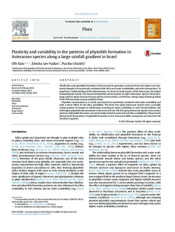 (PDF) Plasticity and variability in the patterns of phytolith formation ...