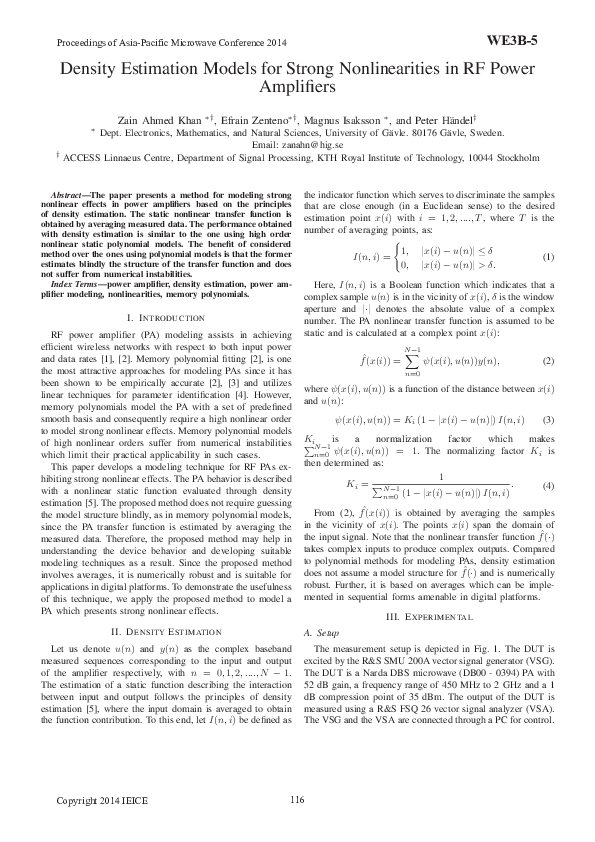 (PDF) Density Estimation Models for Strong Nonlinearities in RF Power ...