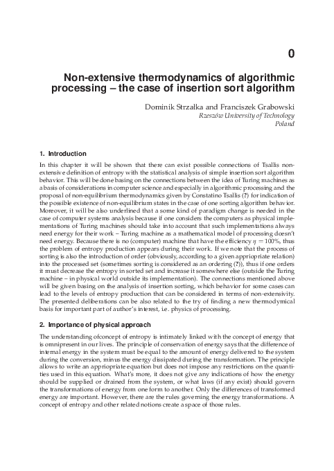 (PDF) Non-Extensive Thermodynamics of Algorithmic Processing - the Case ...