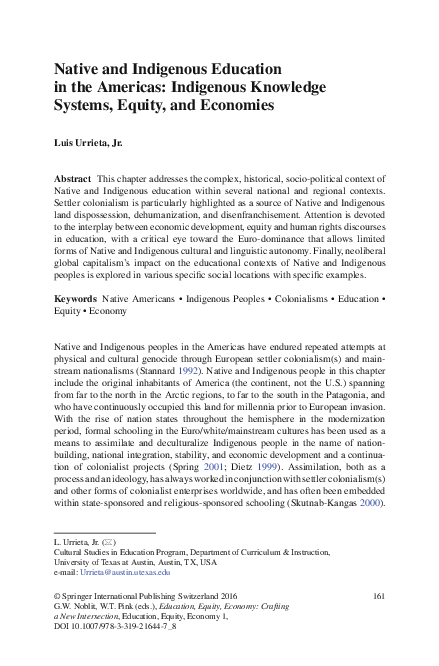 (PDF) Native and Indigenous Education in the Americas: Indigenous ...