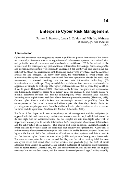 (PDF) Enterprise Cyber Risk Management