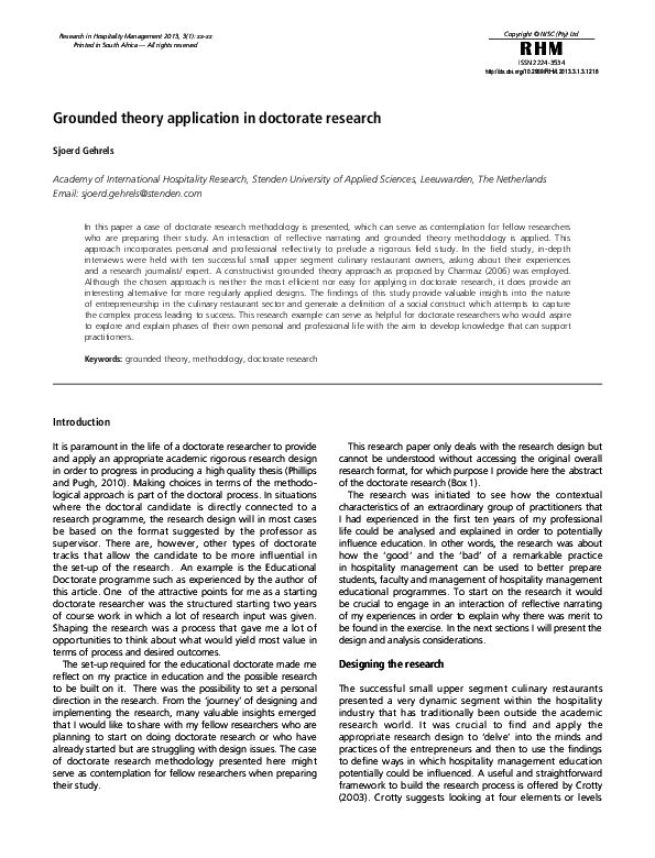 (PDF) Grounded theory application in doctorate research