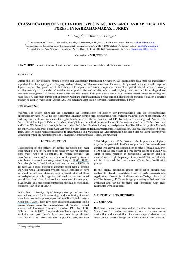 (PDF) CLASSIFICATION OF VEGETATION TYPES IN KSU RESEARCH AND ...