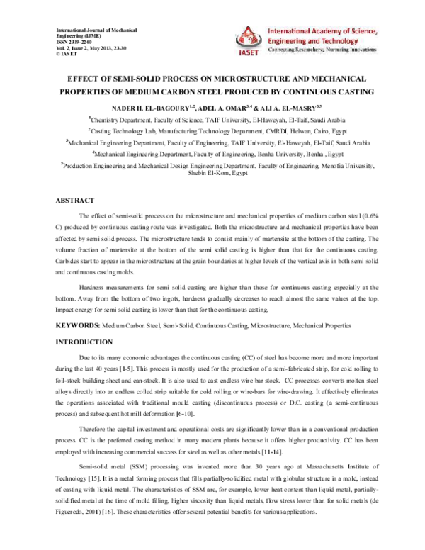 (PDF) EFFECT OF SEMI-SOLID PROCESS ON MICROSTRUCTURE AND MECHANICAL ...
